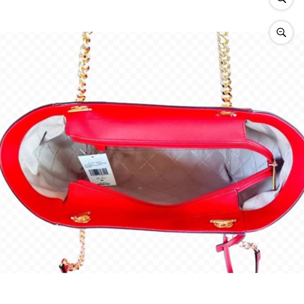 Retail:$558 NWT Michael Kors Red Leather Handbag with Gold Chain & Leather Strap - Picture 6 of 8